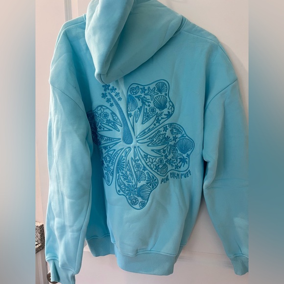 "Hawaii Hibiscus" Hoodie in Aquamarine - Picture 2 of 6